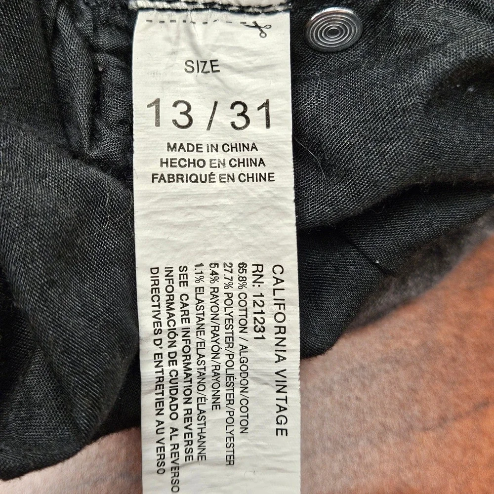 California Vintage Wide Leg Jeans Womens 13/31 Grey Frayed Raw Hem Grunge Y2K